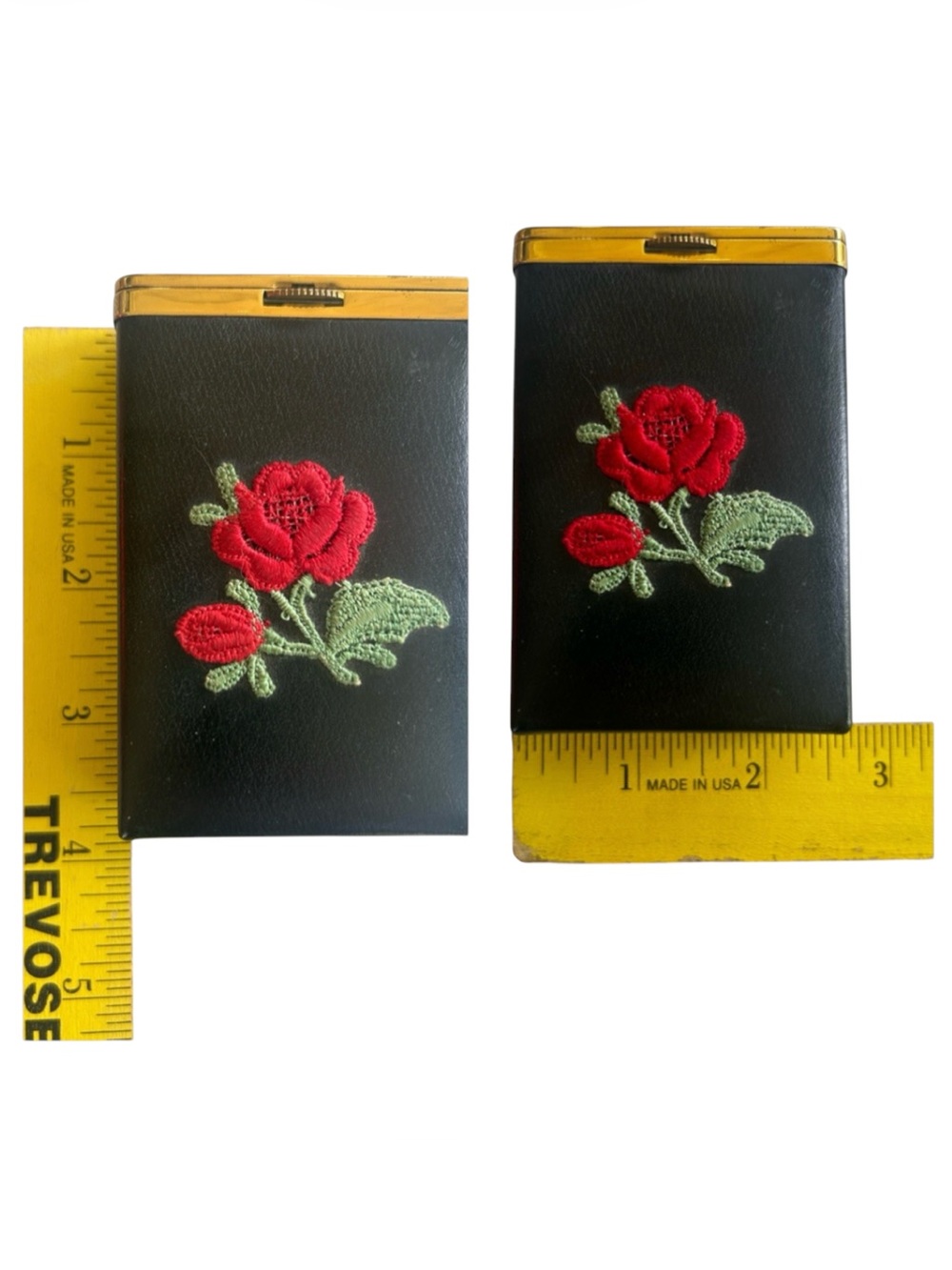 Vintage Rose Embroidered Wallet Key Case Cigarette Case & Lighter Set - Picture 3 of 14